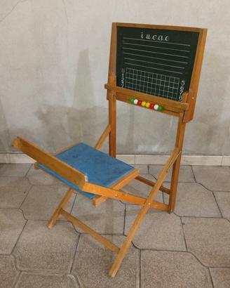Banco con lavagna e sedia vintage anni 1960 ca. 