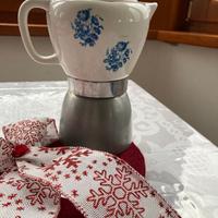 Caffettiera in porcellana anni '60 con decoro blu