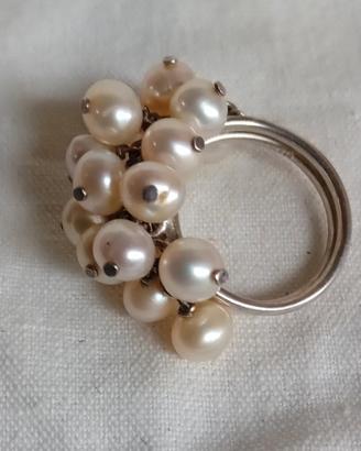 Anello in argento 925 con perle di fiume 