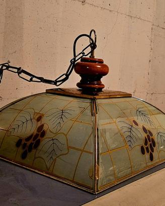 Lampadario vintage Tiffany con paralume in vetro
