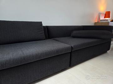 Divano in tessuto da 4 posti nero 