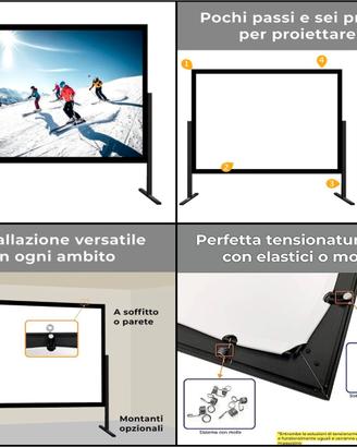 SCHERMO A CORNICE PROFESSIONALE 500X281 CON PIEDI