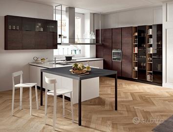 Cucina lineare con 3 colonne dispensa COME DISEGNO