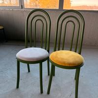 Sedie di ferro con seduta in velluto