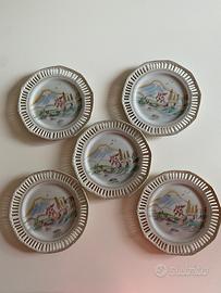 Elegante servizio di n.5 piatti dolce in ceramica
