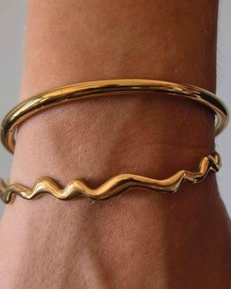 Set bracciali eleganti e raffinati acciaio oro