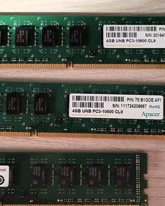 RAM PER DESKTOP DDR3, 4GB, UDIMM