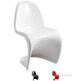sedia stile Panton bianca nera lucida