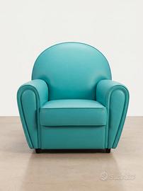Poltrona Sofa in vera pelle pieno fiore celeste