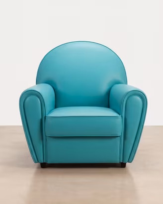 Poltrona Sofa in vera pelle pieno fiore celeste
