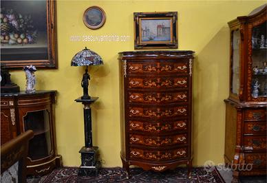 Cassettiera-settimino intarsiato stile Luigi XV