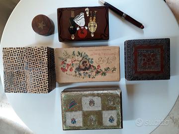 Collezione di 6 scatole in legno