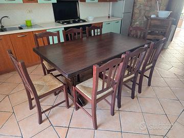 Tavolo legno massello 180 x 100 allungabile 16 pos