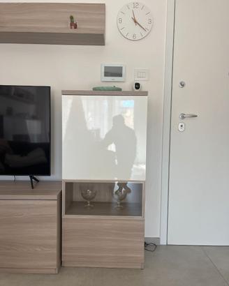 Madia salotto bassa bianco/rovere - stile elegante