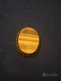 spilla in argento e occhio di tigre