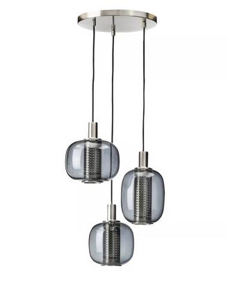 Lampada a sospensione con 3 luci , nichelato/grigi