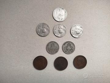 Lotto di 9 monete del Regno d'Italia