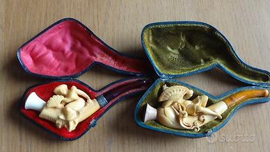 COPPIA DI PIPE IN STEATITE CHEROOT-1885