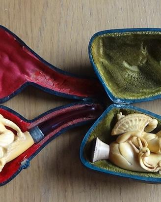 COPPIA DI PIPE IN STEATITE CHEROOT-1885