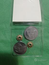 2 monete 5 lire 1989 fdc. 1 con timone rov