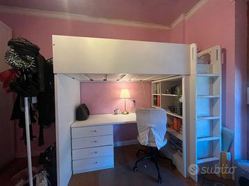 Letto a soppalco -  scrivania MASTAD Ikea - Bianco