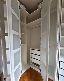 Armadio ad Angolo IKEA PAX Bianco con Ante a Vetro