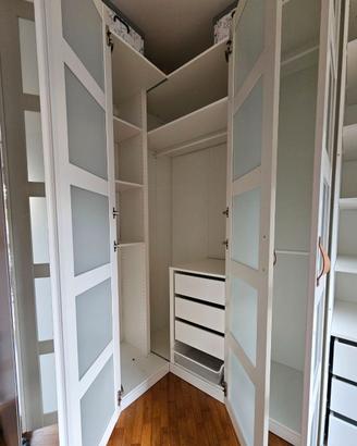 Armadio ad Angolo IKEA PAX Bianco con Ante a Vetro