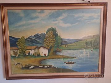 Quadro case in riva al fiume