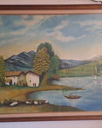 Quadro case in riva al fiume