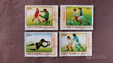 Lotto 4 francobolli Vietnam (serie “Italia 90”)