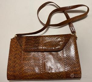 Borsa di pitone marrone chiaro, vintage