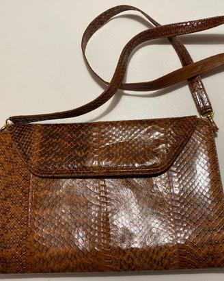 Borsa di pitone marrone chiaro, vintage