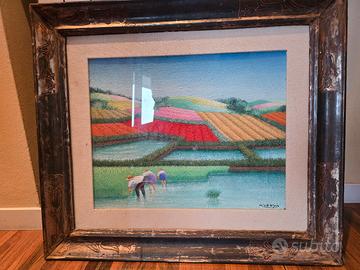 Suggestivo dipinto materico firmato M. Yehya