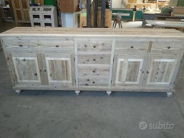 credenza in legno vecchio 4 ante 6 cassetti cipoll