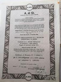 Obbligazione A.di Gi.-Certificato azionario antico