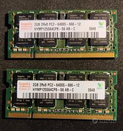 Memorie 2x2Gb (4Gb) DDR2 SO-DIMM (per notebook)
