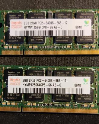 Memorie 2x2Gb (4Gb) DDR2 SO-DIMM (per notebook)