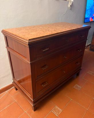 Cassettiera in legno con piano in Marmo
