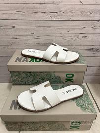 Ciabatte Donna Vera Pelle Bianca estive 37