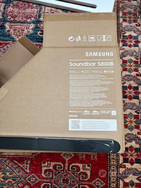 Nuova soundbar e subwoofer Samsung con scatola