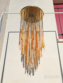 lampadario anni 70 vetri a cascata stile Mazzega