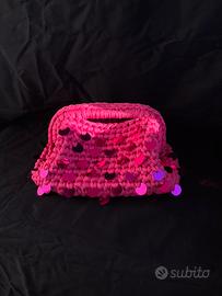 Clutch bag fucsia con paillettes