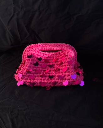 Clutch bag fucsia con paillettes