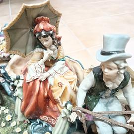 Carrozza con cavalli in ceramica 