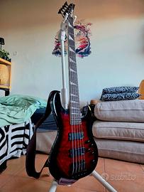 Jackson JS3VQ Concert Bass AH tansparent red burst