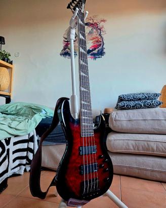 Jackson JS3VQ Concert Bass AH tansparent red burst