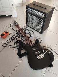 Chitarra elettrica ibanez amplificatore e pedale