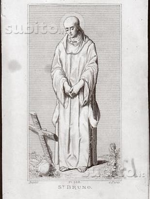 Incisione santino '800 Saint Bruno