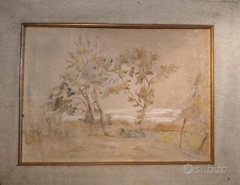 Giuseppe Haimann disegno acquerello firma e data 