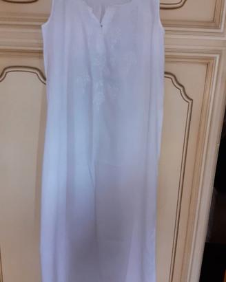 camicia donna da notte bianca ricamata